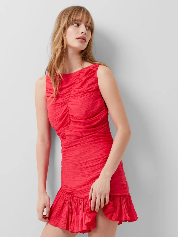 Althea Satin Ruched Mini Dress