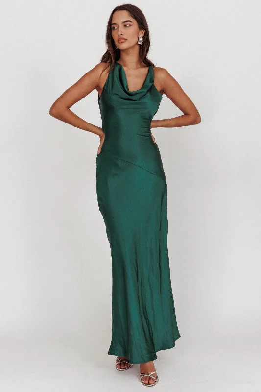 Cassiopeia Open Back Maxi Dress Forest Green