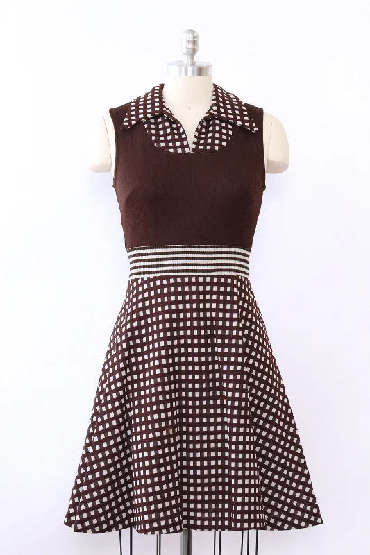 Checkered Chocolate Dress and Jacket Ensemble S/M