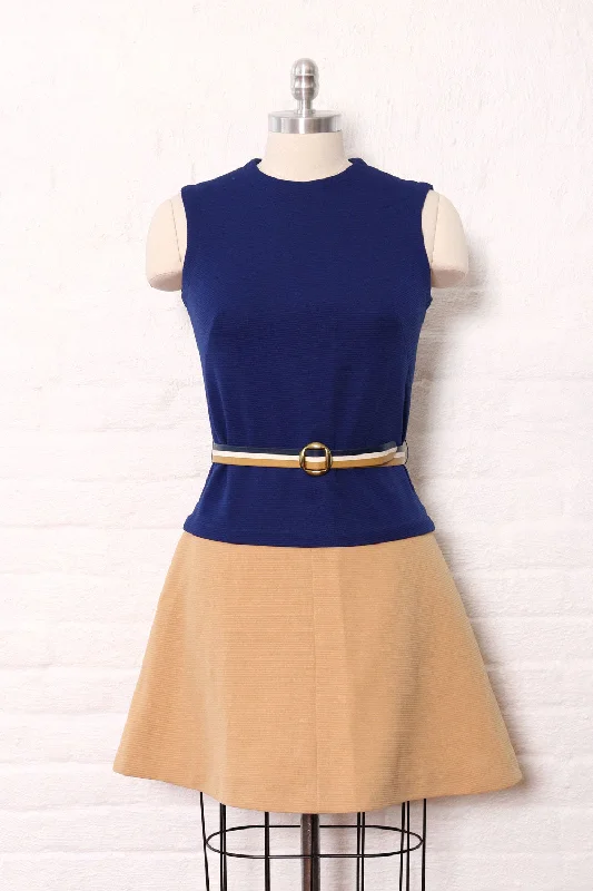 Cobalt and Camel Mod Scooter Dress S