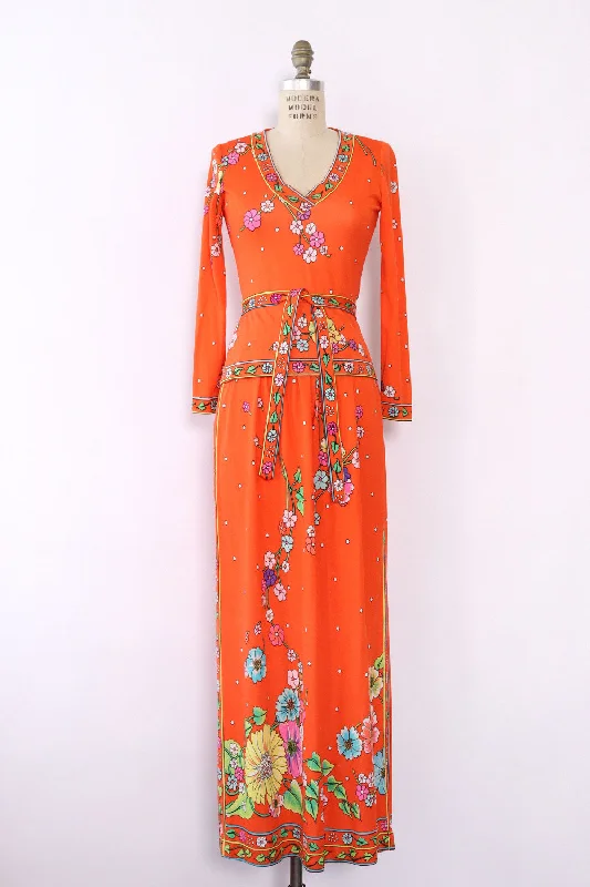 Connie Rizza Tangerine Floral Ensemble S