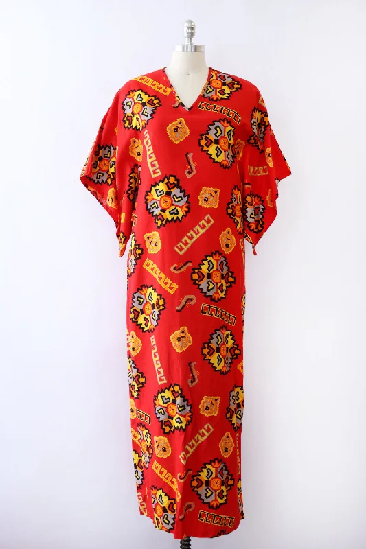 David Brown Fiery Ikat Print Caftan XS/S