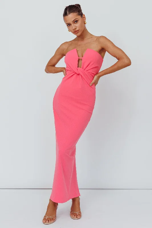 Deonne Twist Waist Midi Dress Pink