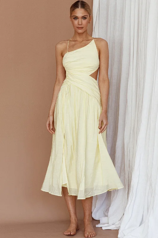 Destination Open Back Midi Dress Lemon