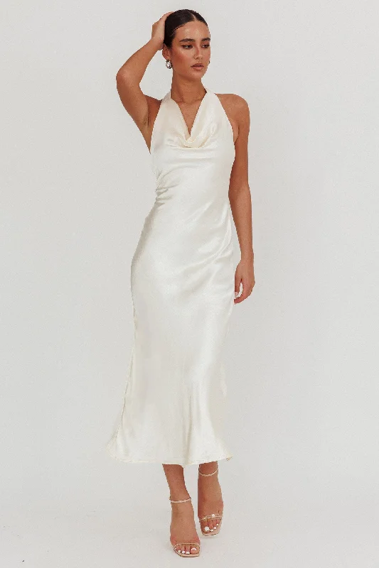 Element Halterneck Maxi Dress Champagne