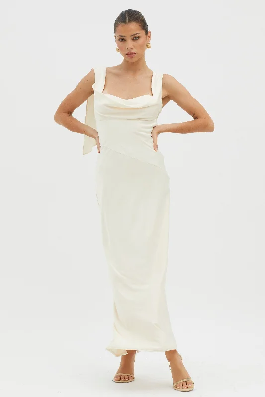 It's A Date Cowl Neck Maxi Dress Pearl