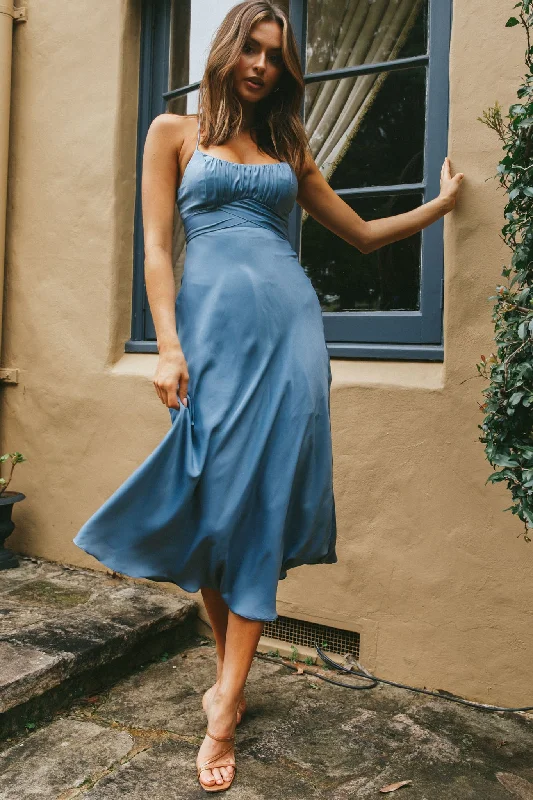 Linka Cami Strap Midi Dress Dusty Blue