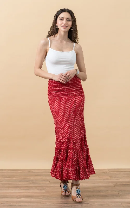 Lola Skirt, Long, Scarlet Calico