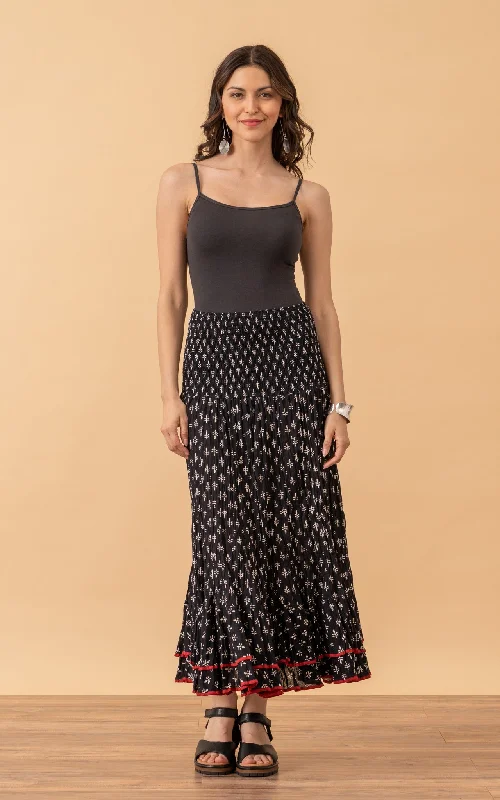 Macarena Skirt, Long, Black Calico