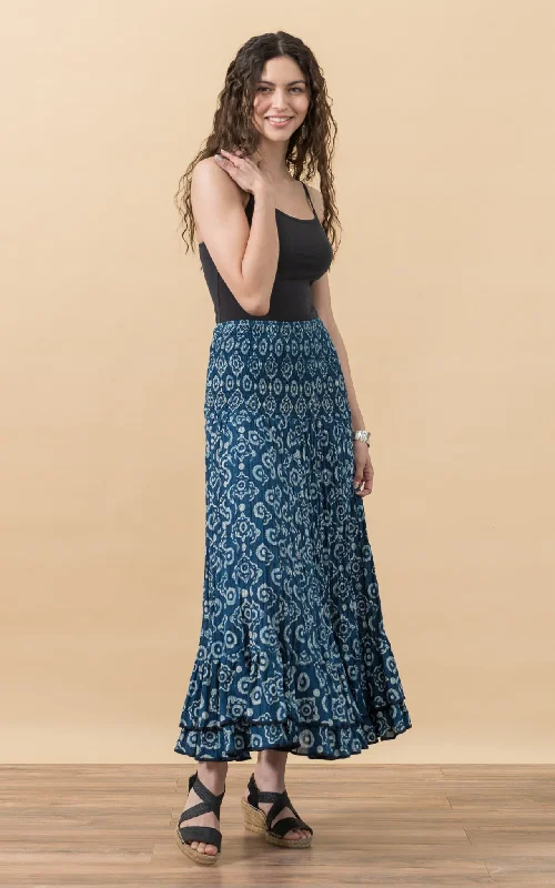 Macarena Skirt, Long, Indigo Medallion