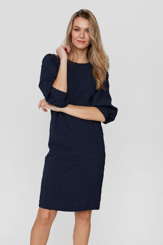 NUVILJE O-NECK DRESS - Dark Sapphire