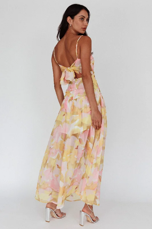 Stars Are Blind Tied Back Midi Dress Floral Pink