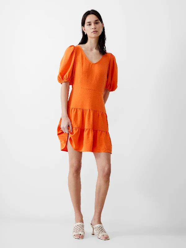 Vee Tiered Crinkle Mini Dress