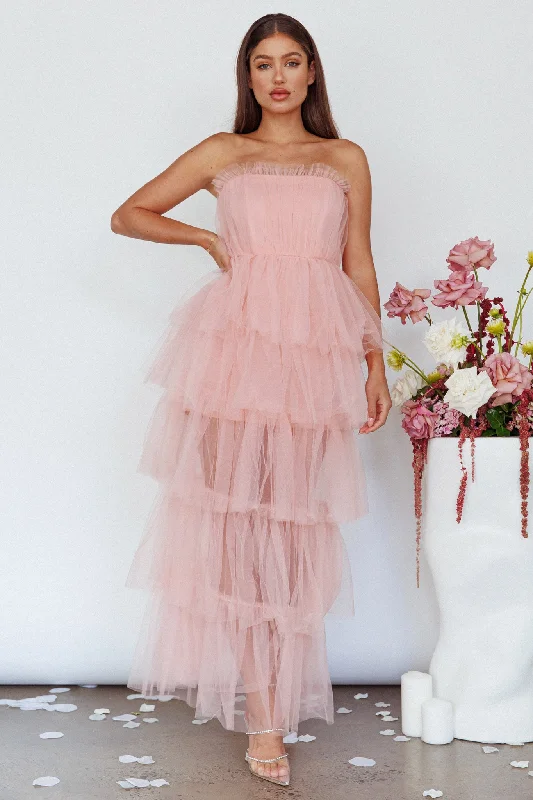 Written In The Stars Layered Tulle Maxi Dress Pink