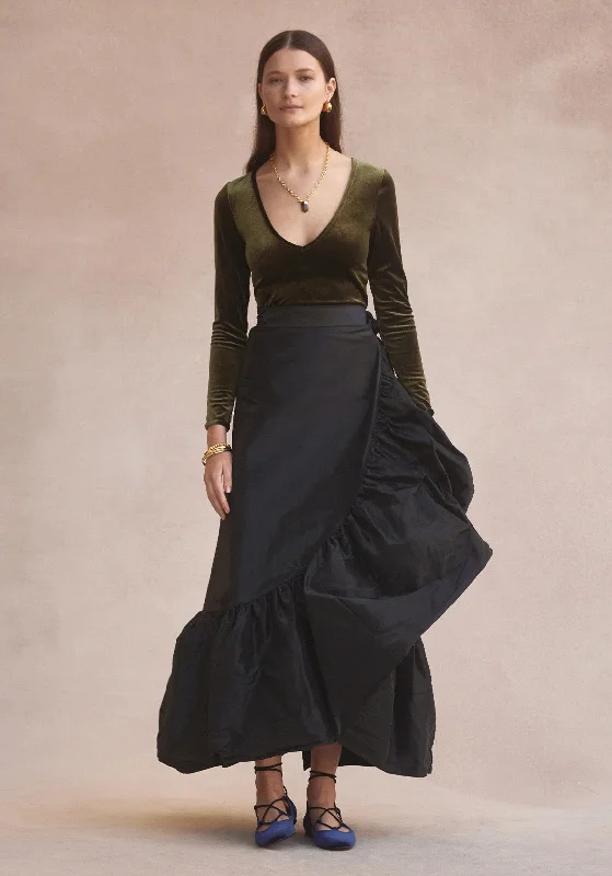 LA SCALA WRAP SKIRT BLACK TAFFETA