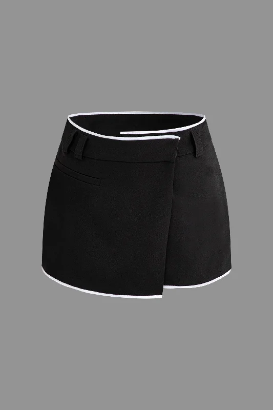 Contrast Trim Wrap Skort