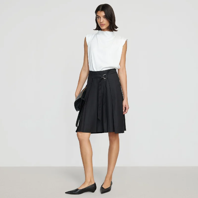 Samira Belted Pleated Skirt | Black