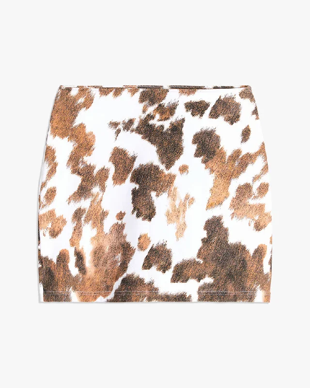 Cowhide Tube Skirt | Brown